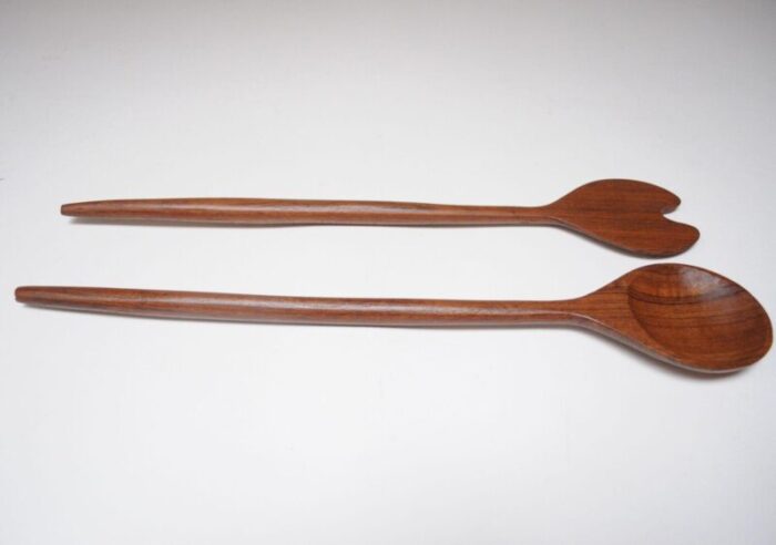 mid century scandinavian modern extra long teakwood salad tongs 9936