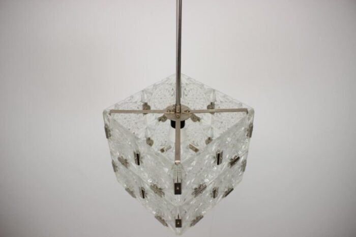 mid century square clear glass pendant attributed to kamenicky senov 1960s 4