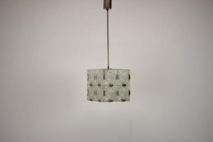 mid century square clear glass pendant attributed to kamenicky senov 1960s 8 1