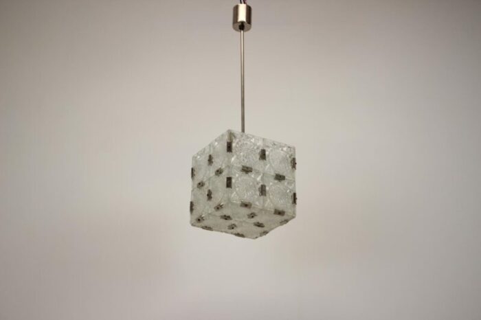 mid century square clear glass pendant attributed to kamenicky senov 1960s 9 1