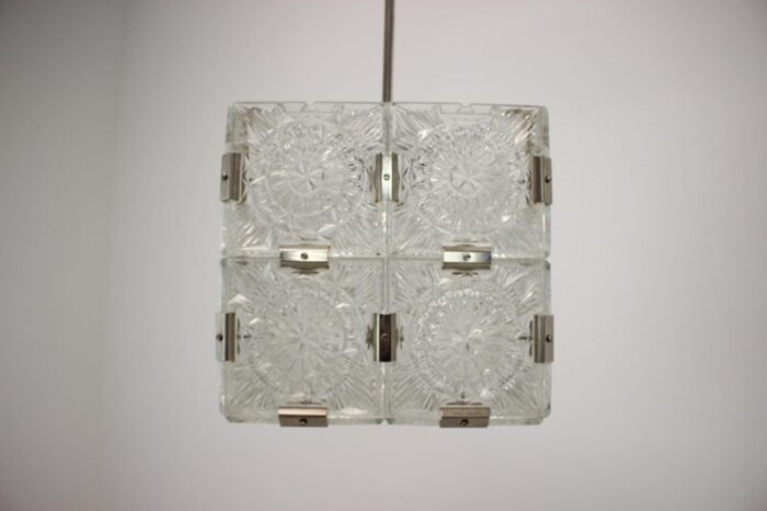 mid century square clear glass pendant attributed to kamenicky senov 1960s 9