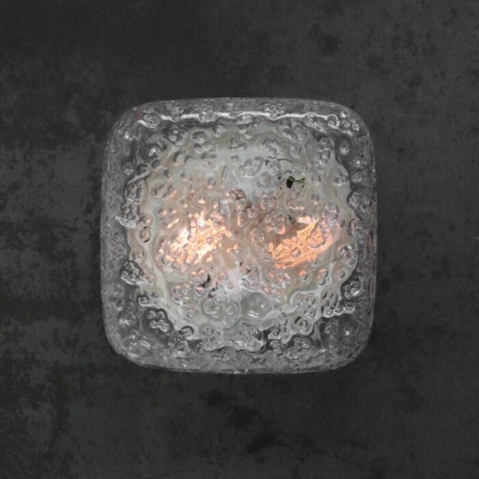 mid century square clear glass sconce 6