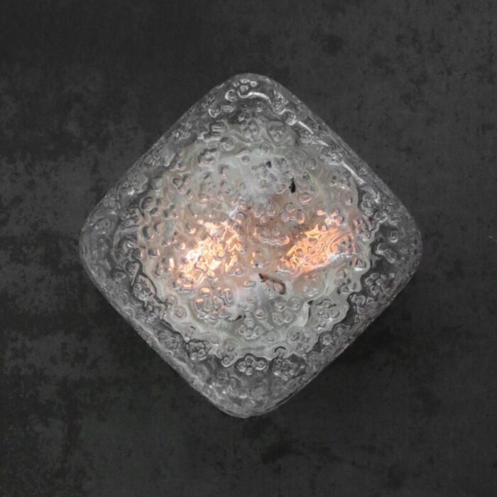 mid century square clear glass sconce 8