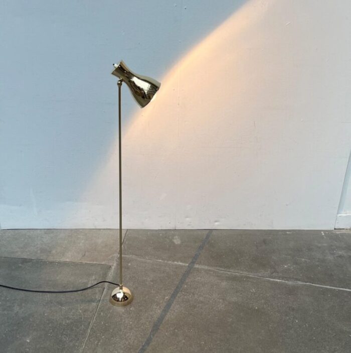 mid century swiss brass minimalist floor lamp by dieter schulz for wohnbedarf ag 1950s 1