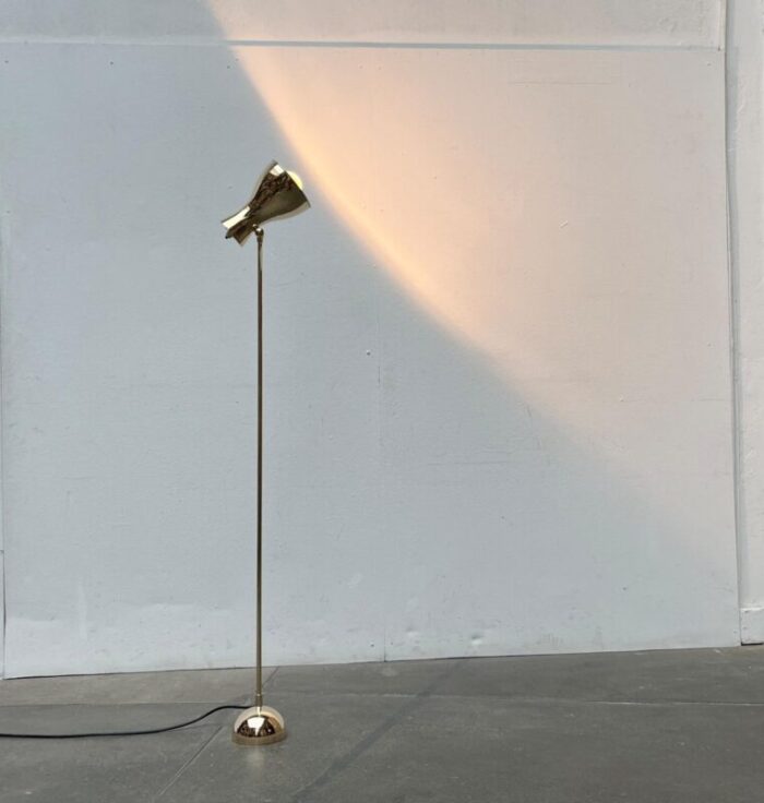 mid century swiss brass minimalist floor lamp by dieter schulz for wohnbedarf ag 1950s 4