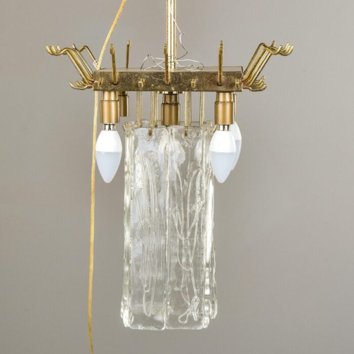 mid century three tiered murano glass pendant fixture 9924