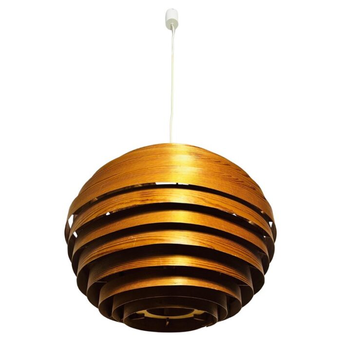 mid century wooden pendant lamp by hans agne jakobsson 1960s 1