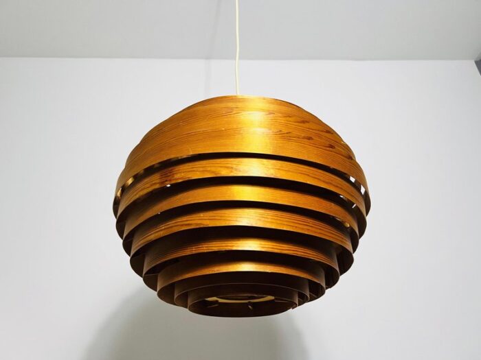 mid century wooden pendant lamp by hans agne jakobsson 1960s 3