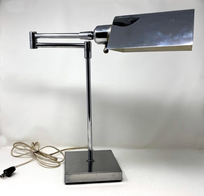 midcentury modern koch and lowy style chrome articulating desk lamp 0706