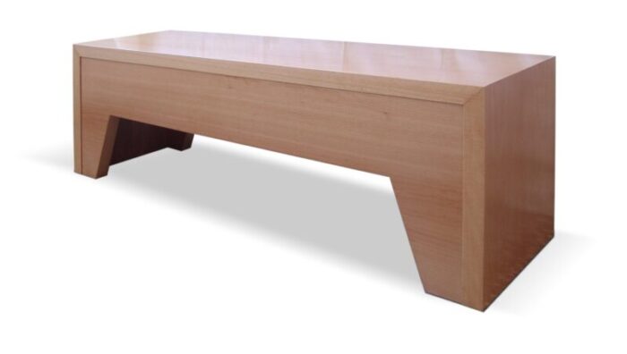 minimalist european handmade bench in lined beech by maria vidali 1