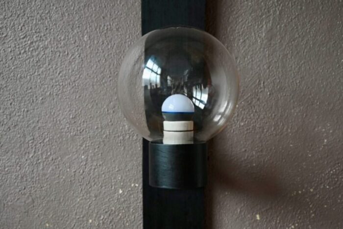 minimalist modern wall light glass and metal ball lighting fixture 1980s 9