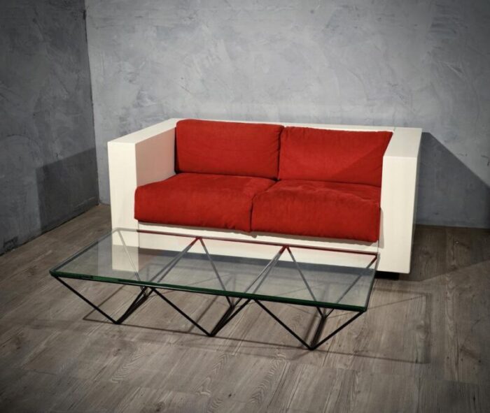 mod saratoga white and red sofa by massimo vignelli 1964 4277