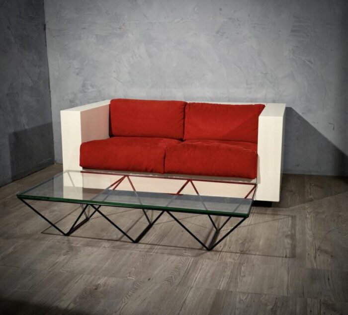 mod saratoga white and red sofa by massimo vignelli 1964 5583