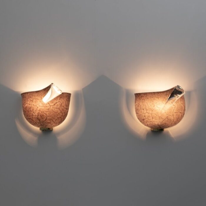 modern italian mila schon murano glass sconces from zonca 1980s set of 2 2