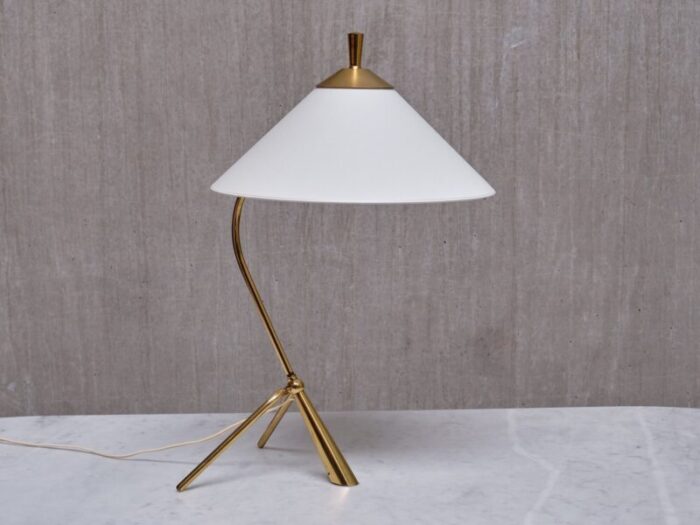 modern swedish sculptural tripod desk lamp in brass 1950s 1