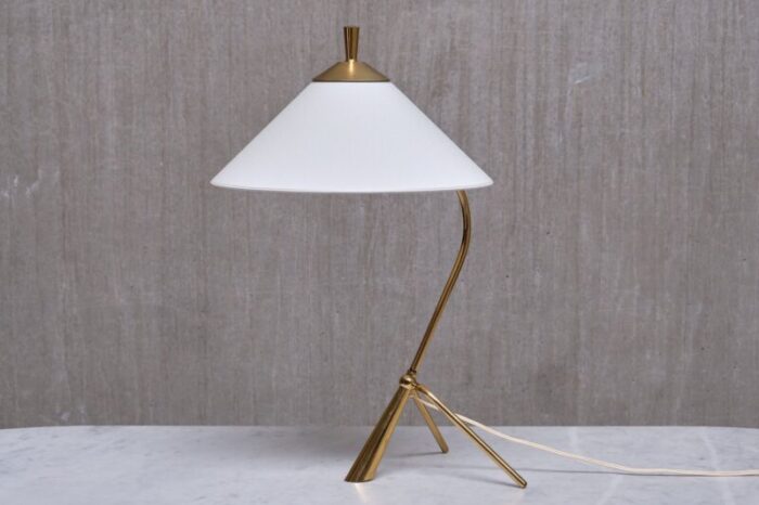 modern swedish sculptural tripod desk lamp in brass 1950s 2