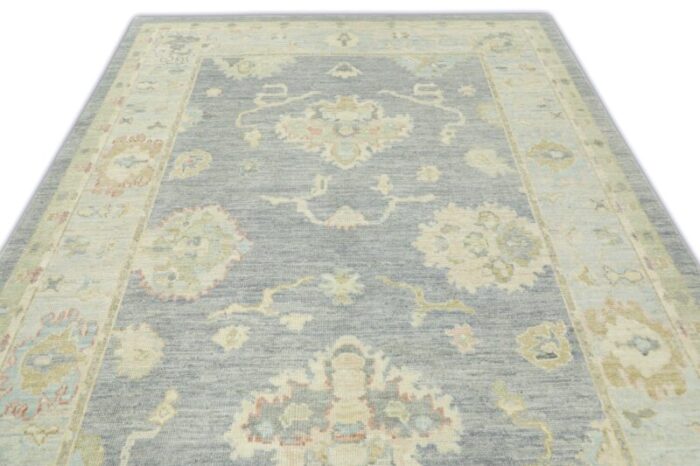 moon mist gray field multicolor handwoven turkish oushak rug 71 x 10 0597