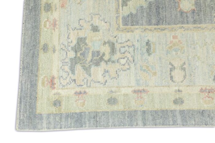 moon mist gray field multicolor handwoven turkish oushak rug 71 x 10 1664