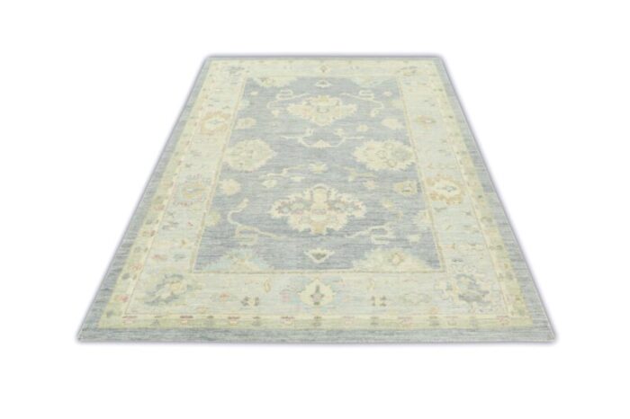 moon mist gray field multicolor handwoven turkish oushak rug 71 x 10 8786