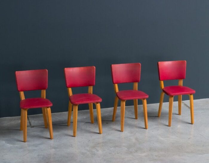 multiplex plywood dining chairs by cor alons for de boer 1949 set of 4 1