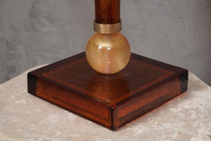 murano amber and gold blown glass table lamp 1980s 3827