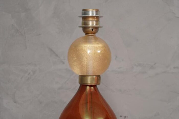 murano amber and gold blown glass table lamp 1980s 7278