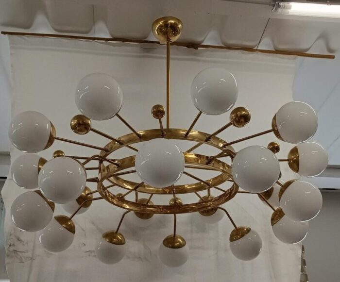 murano art glass and brass midcentury chandelier 0948