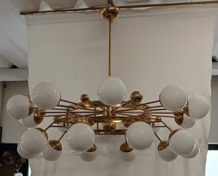 murano art glass and brass midcentury chandelier 1250