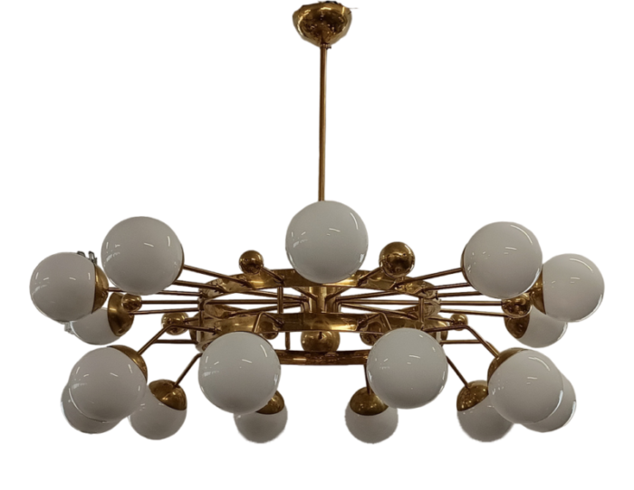 murano art glass and brass midcentury chandelier 2215