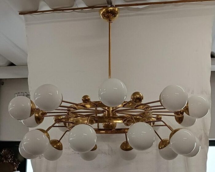 murano art glass and brass midcentury chandelier 2912