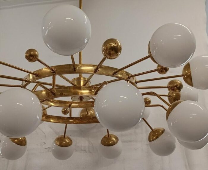 murano art glass and brass midcentury chandelier 5421