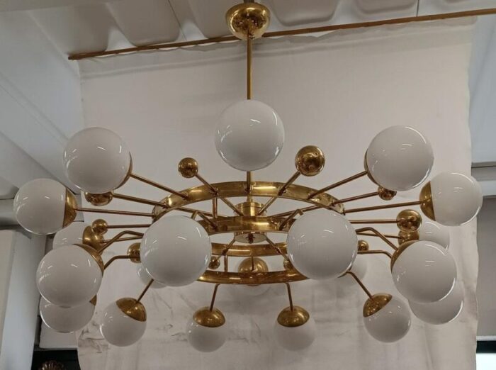 murano art glass and brass midcentury chandelier 5805