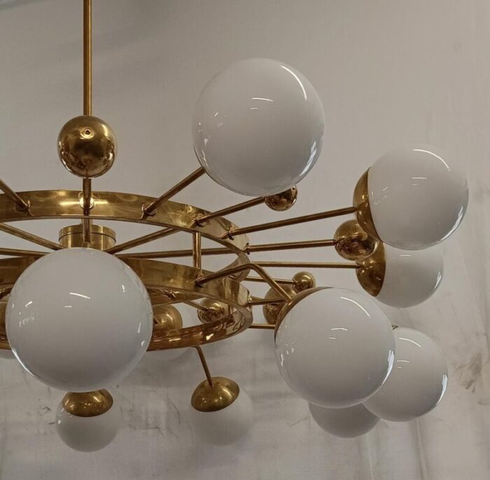 murano art glass and brass midcentury chandelier 8698