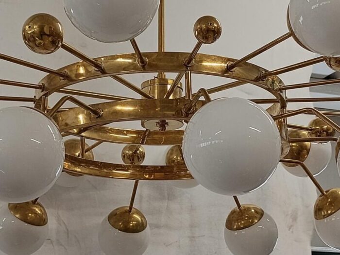 murano art glass and brass midcentury chandelier 9654