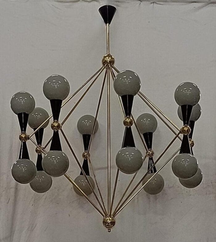 murano glass and brass grey and black chandelier 2000 2652