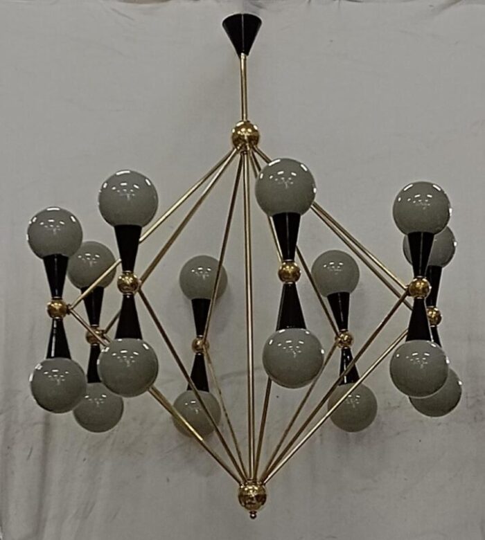 murano glass and brass grey and black chandelier 2000 8763