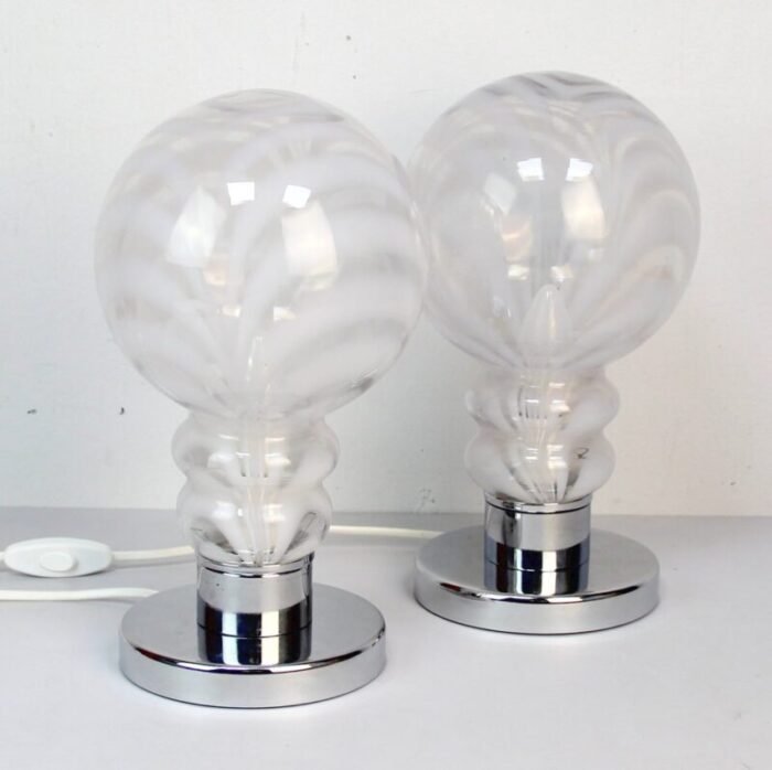 murano glass table lamps 1960s set of 2 2