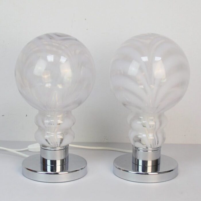 murano glass table lamps 1960s set of 2 3