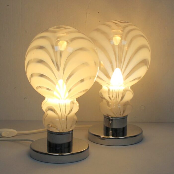 murano glass table lamps 1960s set of 2 5