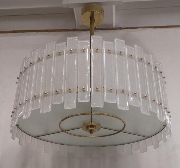 murano round art glass and brass chandelier 2000s 5576