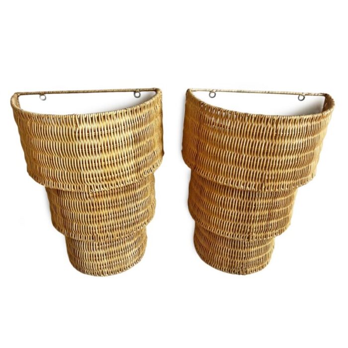 natural wicker stack wall sconce 5