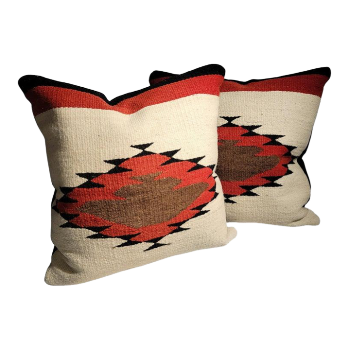 navajo indian weaving pillows pair 3192