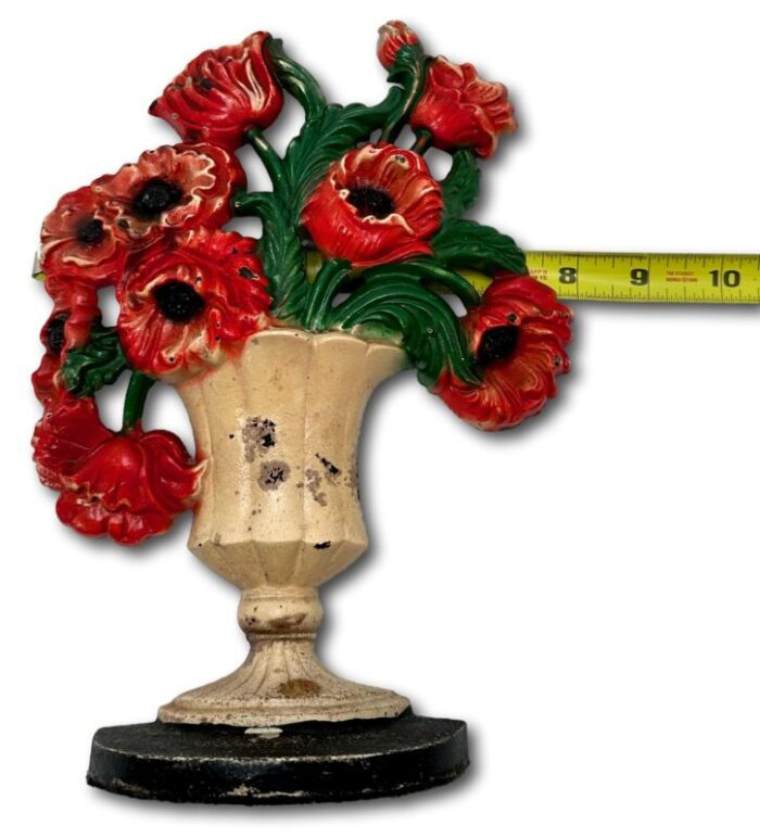 nice vintage 1930s american cast iron poppy flower doorstop by the hubley manufacturing company 7425