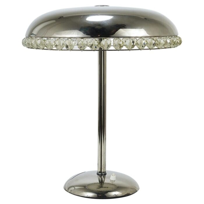 nickel crystal mushroom table lamp from bakalowits soehne austria 1950s 1