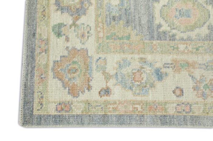 nobel ash gray field multicolor handwoven turkish oushak rug 42 x 55 1706