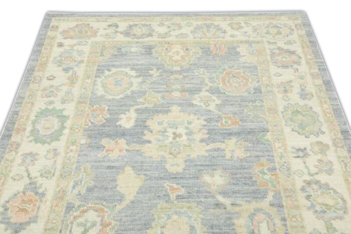 nobel ash gray field multicolor handwoven turkish oushak rug 42 x 55 9211