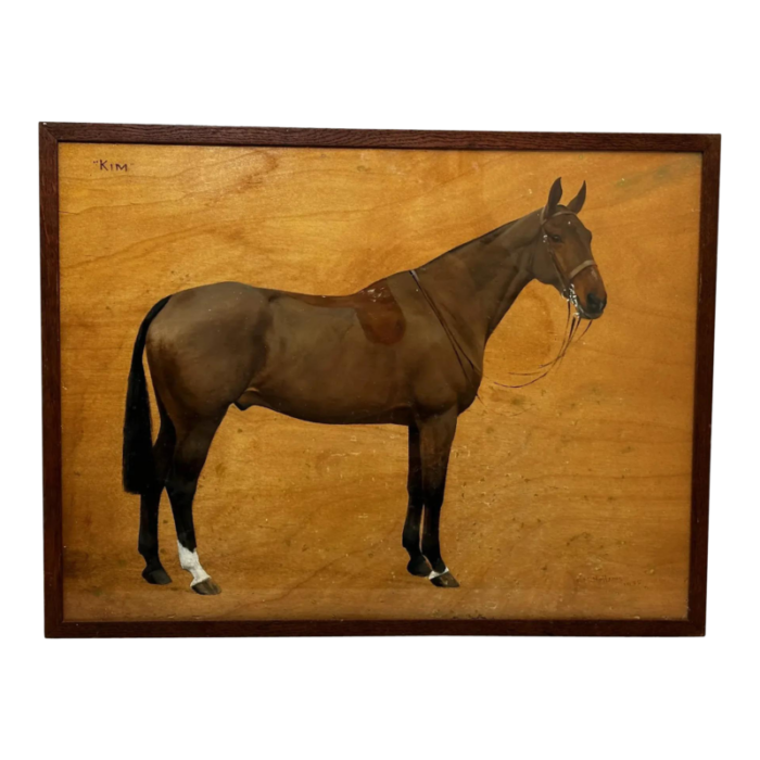 oil painting animal portrait kim mare bay hunter horse by frances mabel hollams dated 1935 4444