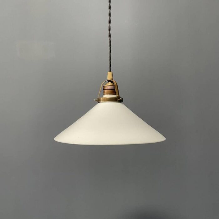 opaline glass hanging lamp with slanted shade 1930s 1