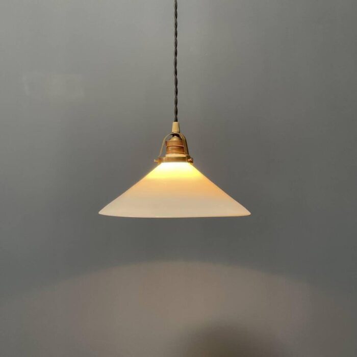 opaline glass hanging lamp with slanted shade 1930s 2