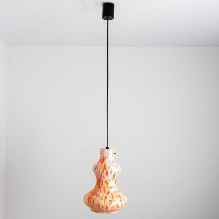 orange murano glass pendant light by massimo vignelli for venini 1960 2